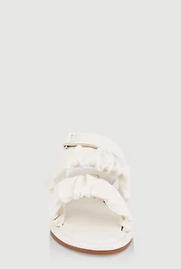 Womens Toddler Girls Ruched Band Ankle Strap Sandals, White, Size 8