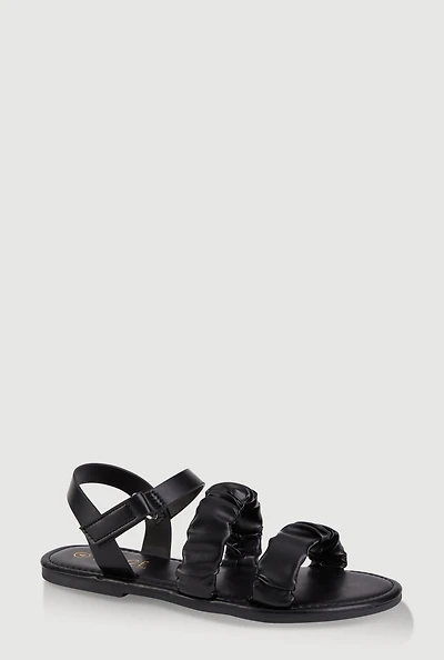 Womens Girls Double Scrunchie Band Sandals,