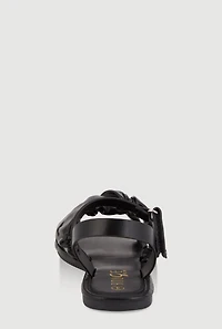 Womens Girls Double Scrunchie Band Sandals, Black, Size 13