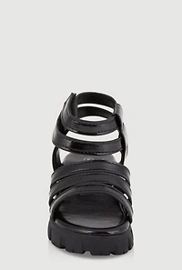 Womens Toddler Girls Strappy Platform Sandals, Black, Size 7