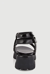Womens Toddler Girls Strappy Platform Sandals, Black, Size 7