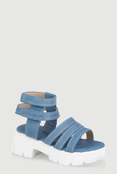 Womens Toddler Girls Strappy Platform Sandals, Blue, Size 9
