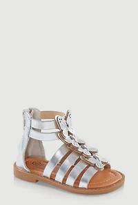 Womens Toddler Girls Butterfly Gladiator Sandals, Silver,