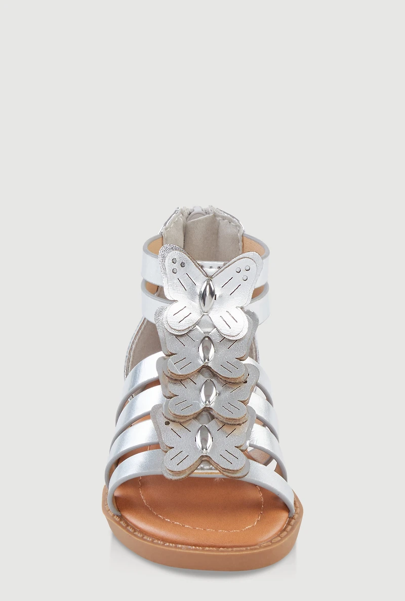 Womens Toddler Girls Butterfly Gladiator Sandals, 6