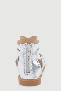 Womens Toddler Girls Butterfly Gladiator Sandals, Silver,