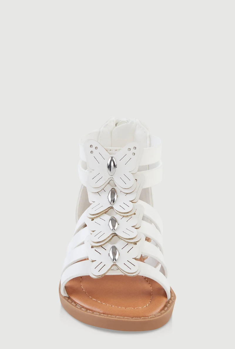 Womens Toddler Girls Butterfly Gladiator Sandals, White,