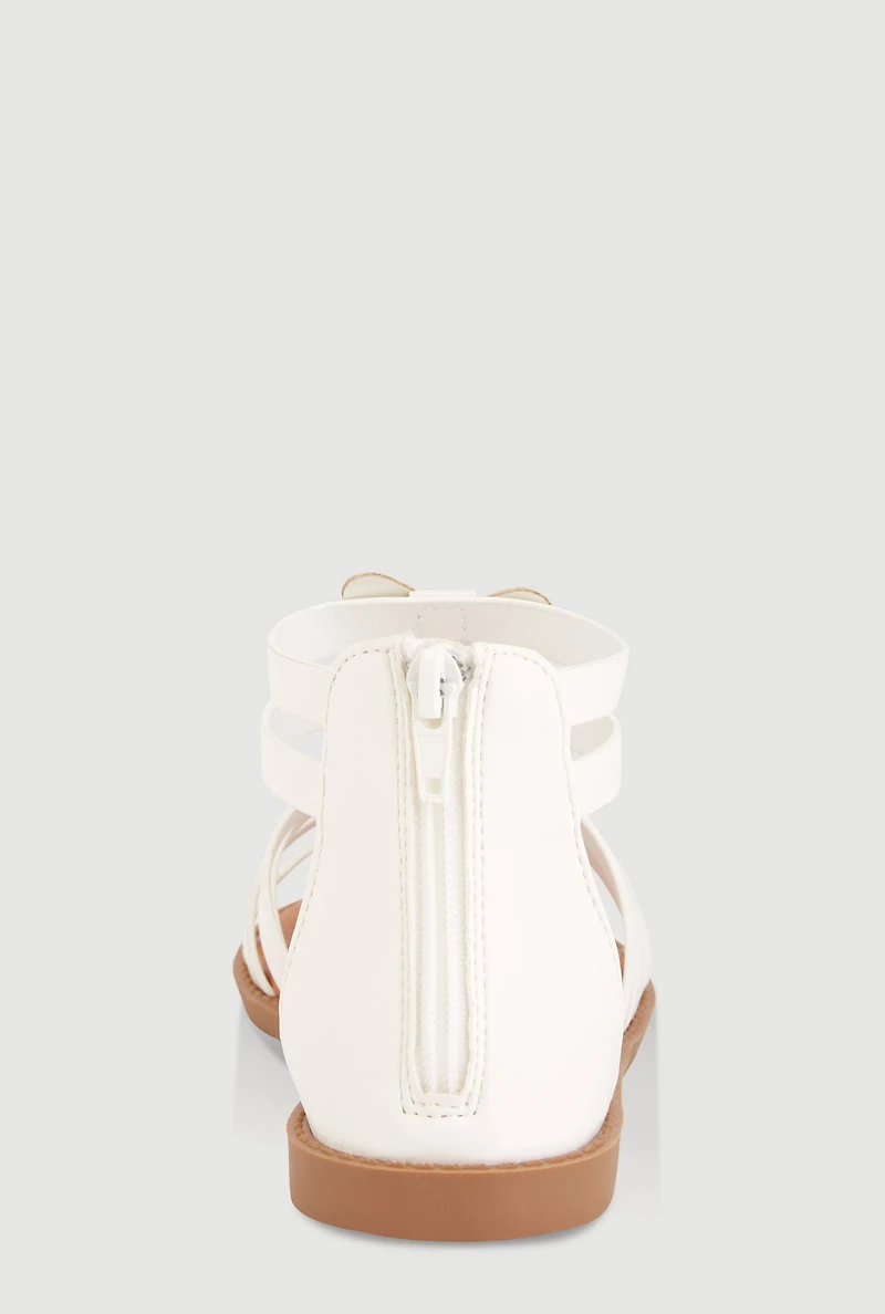 Womens Girls Butterfly Gladiator Sandals, White, Size 2