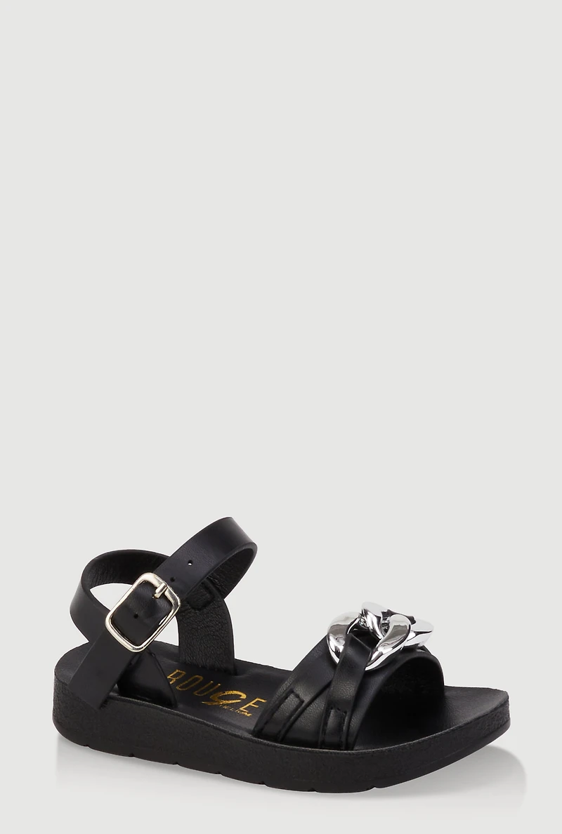 Womens Toddler Girls Chain Detail Ankle Strap Sandals,