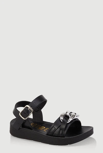 Womens Toddler Girls Chain Detail Ankle Strap Sandals,