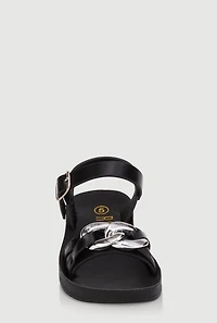 Womens Toddler Girls Chain Detail Ankle Strap Sandals, 6