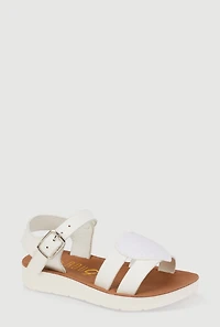 Womens Toddler Girls Heart Glitter Band Sandals, White,