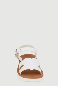 Womens Toddler Girls Heart Glitter Band Sandals, White,
