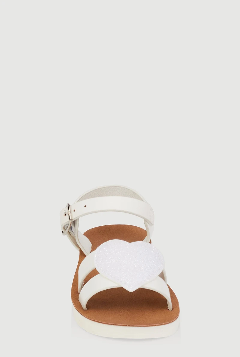 Toddler Girls Heart Glitter Band Sandals
