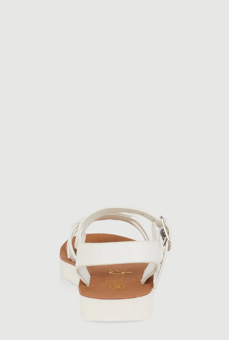 Womens Toddler Girls Heart Glitter Band Sandals, White, Size 8