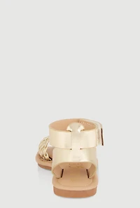 Womens Toddler Girls Braided Band Ankle Strap Sandals, Gold, Size 5