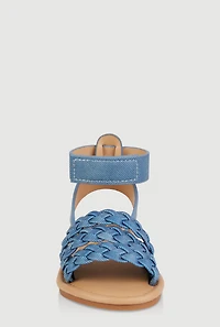 Womens Toddler Girls Braided Band Ankle Strap Sandals, Blue, Size 5