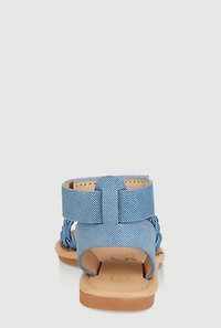 Womens Toddler Girls Braided Band Ankle Strap Sandals, Blue, Size 5