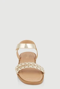 Girls Braided Velcro Ankle Strap Sandals