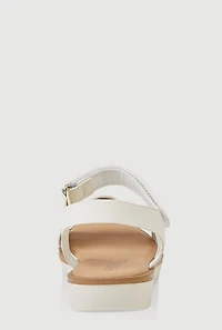 Womens Girls Braided Ankle Strap Sandals, White, Size 1