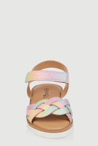 Womens Toddler Girls Braided Band Velcro Strap Sandals, Multi, Size 5