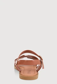 Womens Girls Glitter H Band Buckle Strap Sandals, Brown, Size 2