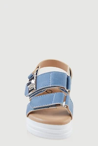 Womens Toddler Girls Velcro Ankle Strap Platform Sandals, Blue, Size 5