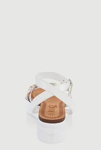 Womens Girls Flower Band Platform Sandals, Clear, Size 1
