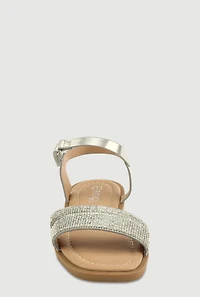 Girls Rhinestone Band Ankle Strap Sandals