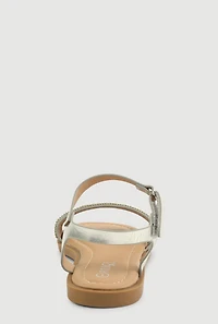 Womens Girls Rhinestone Band Ankle Strap Sandals,