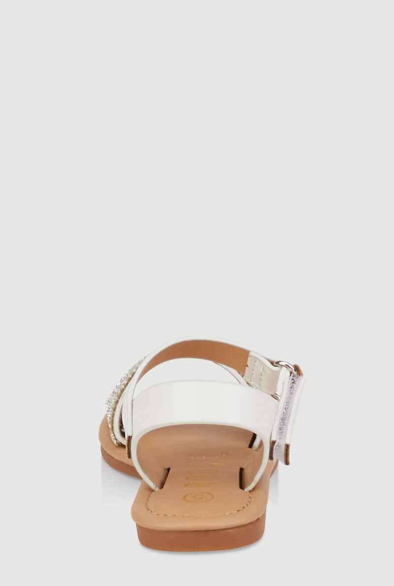 Toddler Girls Rhinestone Band Velcro Strap Sandals