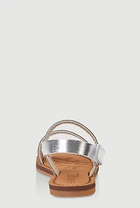 Girls Rhinestone Double Banded Velcro Ankle Strap Sandals