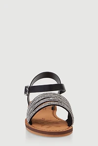 Womens Girls Rhinestone Strappy Band Sandals,