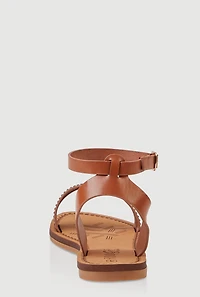 Womens Girls Rhinestone Ankle Strap Sandals, Brown, Size 1