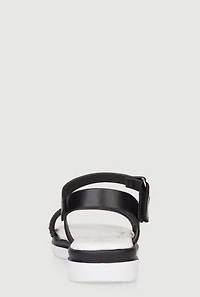 Womens Toddler Girls Rhinestone Double Band Velcro Ankle Strap Sandals, Black, Size 6