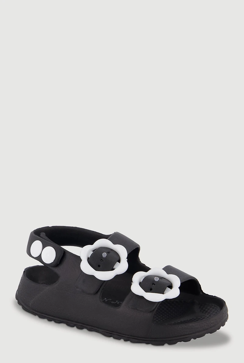 Toddler Girls Double Flower Buckle Band Slingback Sandals