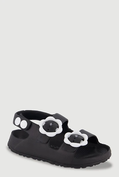 Toddler Girls Double Flower Buckle Band Slingback Sandals