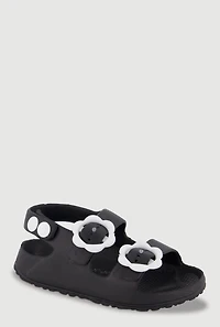 Toddler Girls Double Flower Buckle Band Slingback Sandals