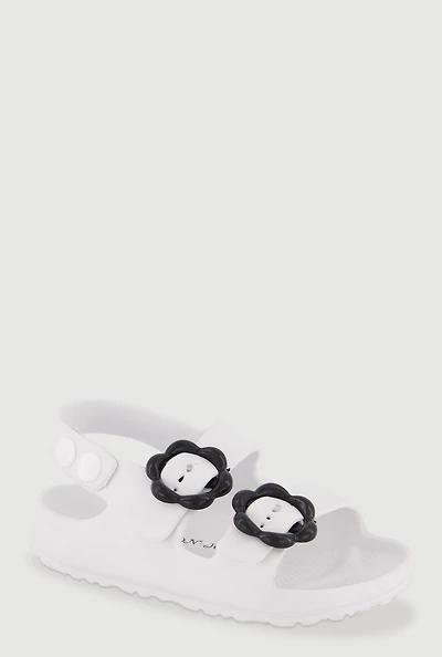 Toddler Girls Double Flower Buckle Band Slingback Sandals