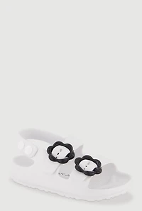 Toddler Girls Double Flower Buckle Band Slingback Sandals