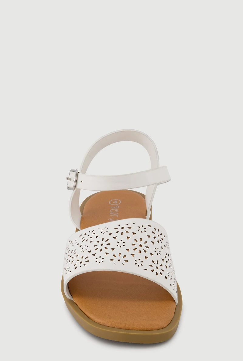 Girls Cutout Band Velcro Ankle Strap Sandals