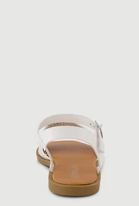 Girls Cutout Band Velcro Ankle Strap Sandals