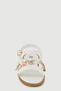 Toddler Girls Cutout Band Buckle Strap Sandals with Charms