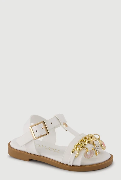 Toddler Girls Charm Chain Detail Buckle Strap Sandals