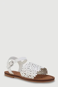 Girls Flower Band Velcro Ankle Strap Sandals