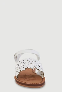 Girls Flower Band Velcro Ankle Strap Sandals