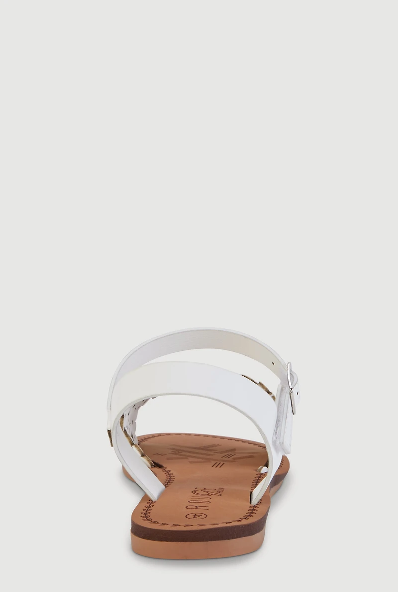 Girls Flower Band Velcro Ankle Strap Sandals