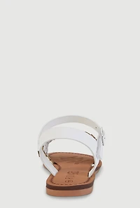 Girls Flower Band Velcro Ankle Strap Sandals