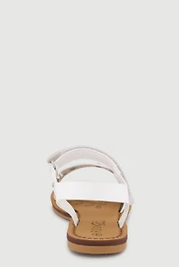 Girls Eyelet Rhinestone Band Velcro Strap Sandals