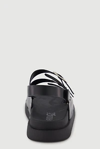 Girls Double Buckle Band Velcro Strap Footbed Sandals