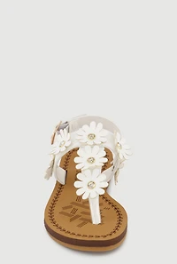 Toddler Girls Rhinestone Flower Band T-Bar Sandals
